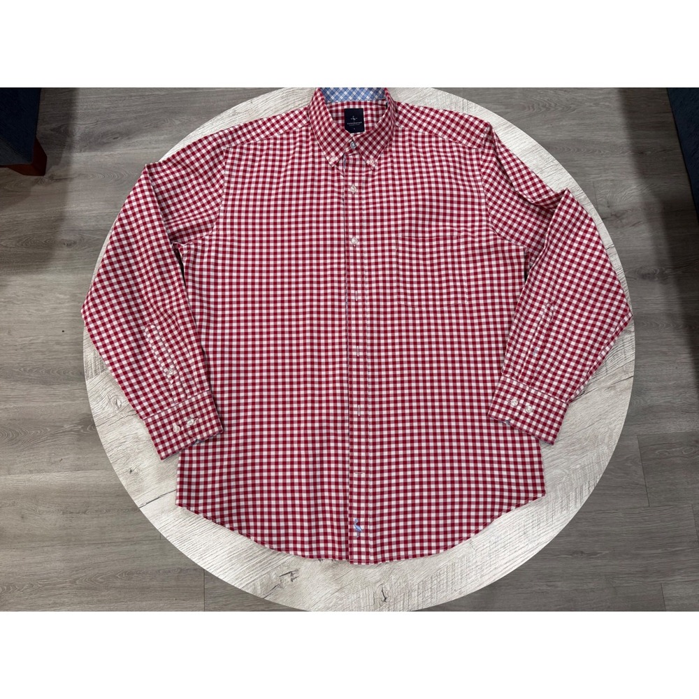 TailorByrd Red Gingham Button Down Shirt Mens Large Preppy Check
